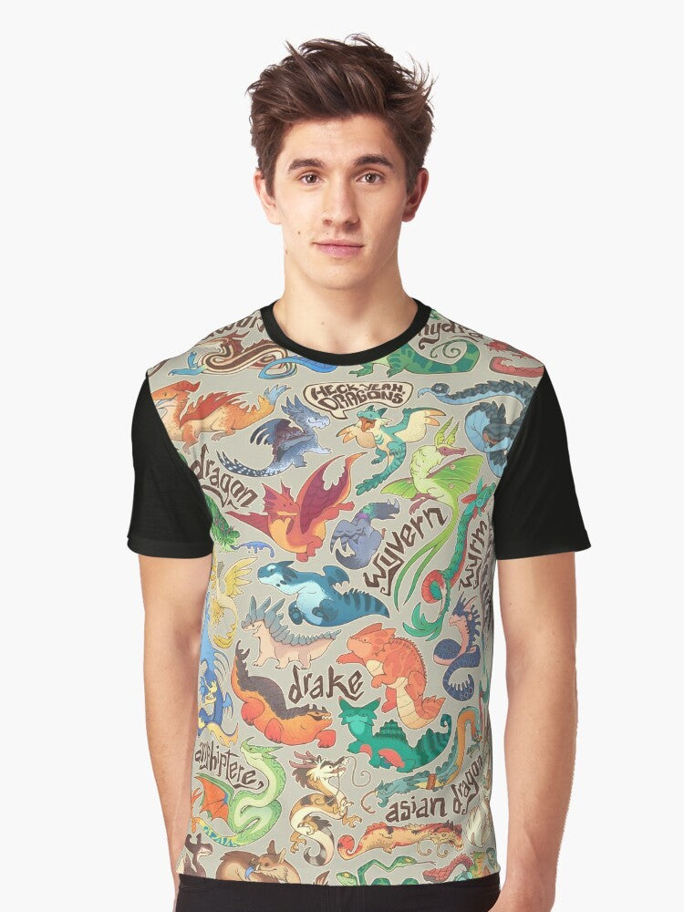 Adorable cartoon mini dragon graphic on a t-shirt for fantasy and dragon lovers - Men