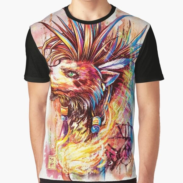 Nanaki, the red wolf from Final Fantasy VII, featured on a graphic t-shirt