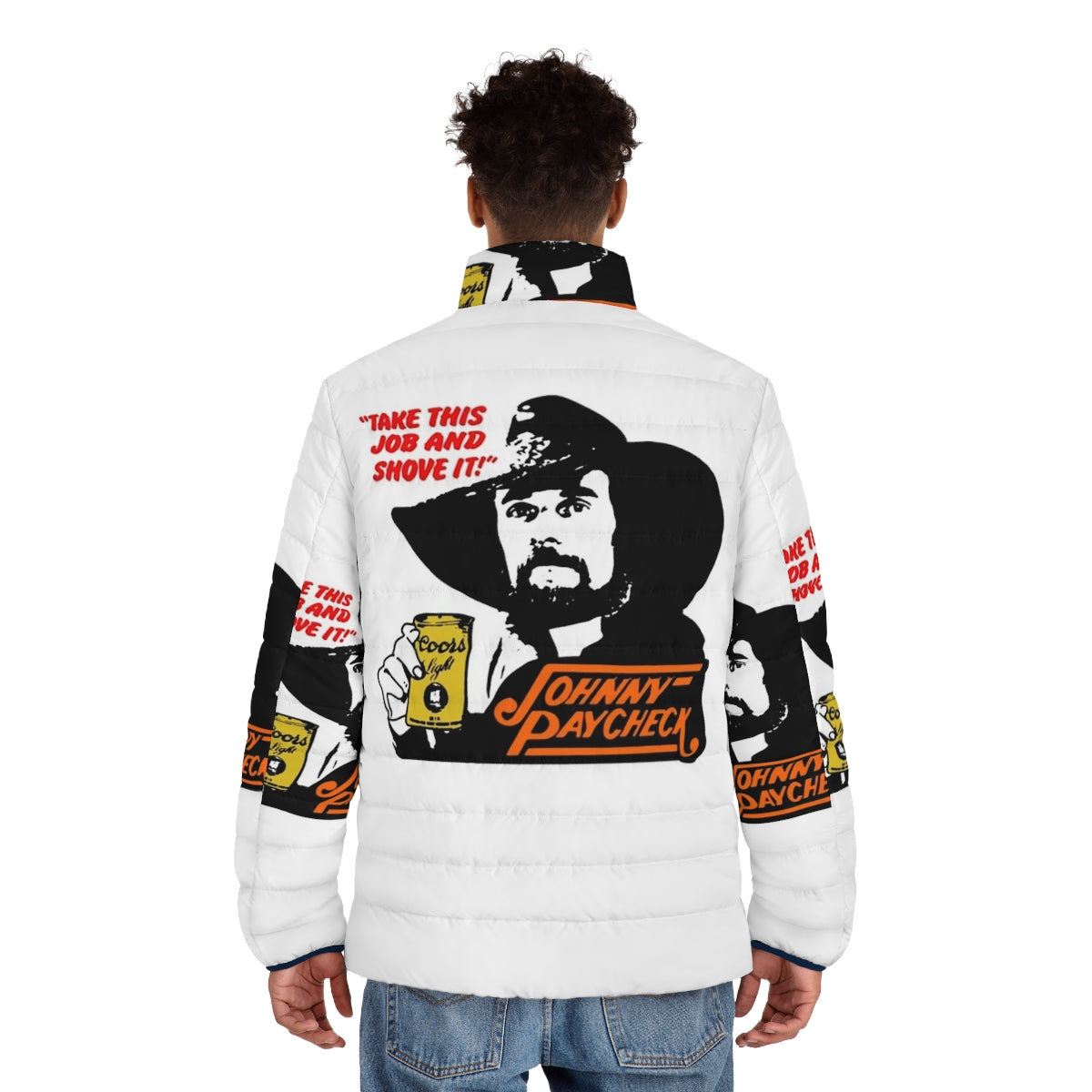 Johnny Paycheck "Take This Job and Shove It" Puffer Jacket - Classic 70s Country Music - men back