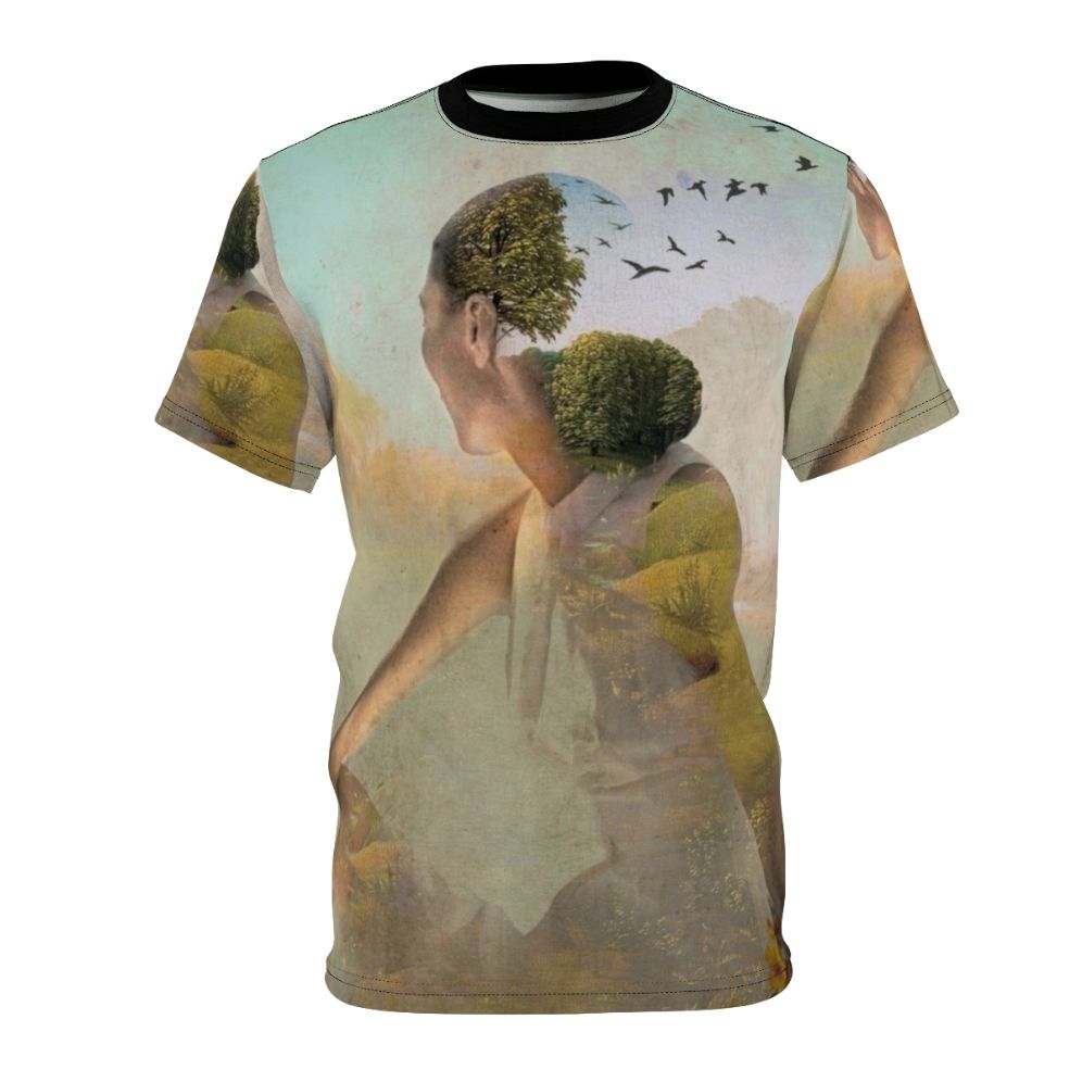 Surreal summer dreaming collage art design on a t-shirt