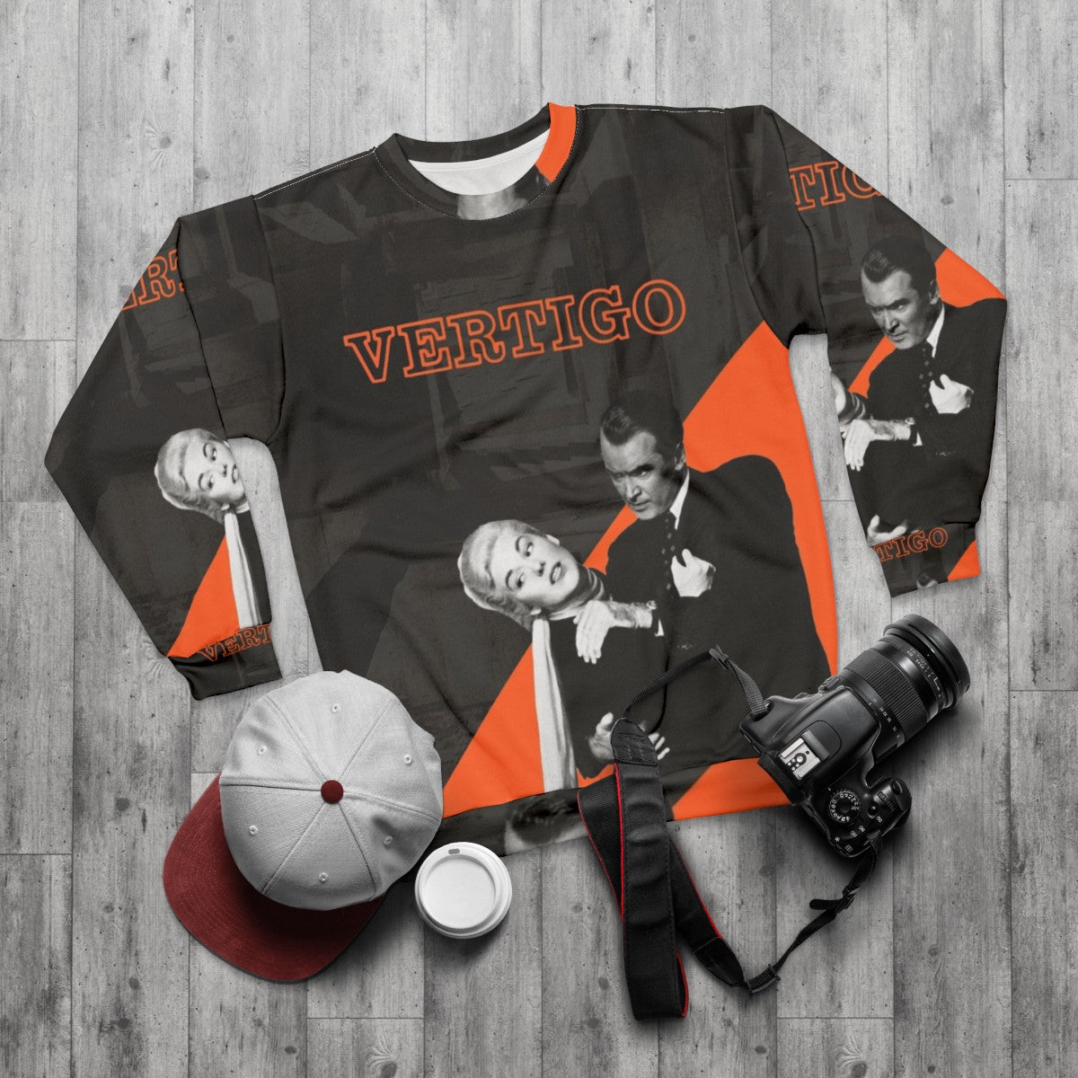 Alfred Hitchcock's Vertigo thriller movie sweatshirt - flat lay