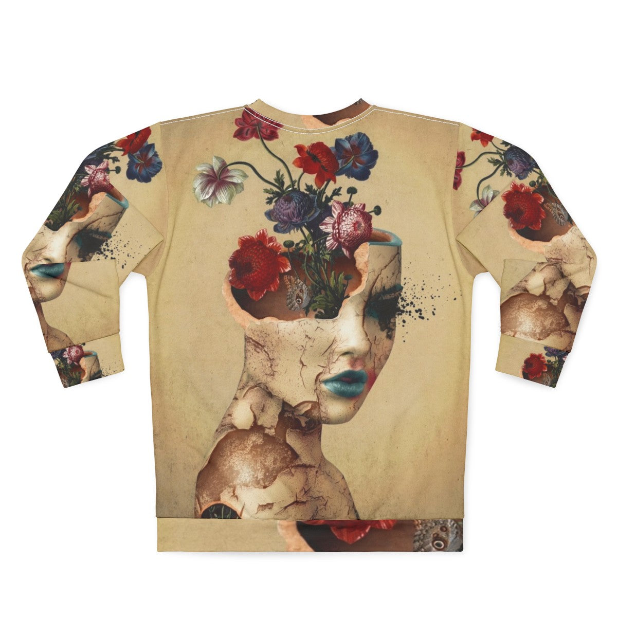 Broken Beauty Women's Floral & Grunge Digital Art Sweatshirt - Back