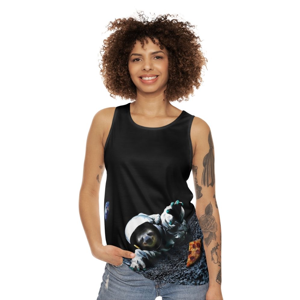 Slothstronaut Unisex Space Pizza Tank Top - women