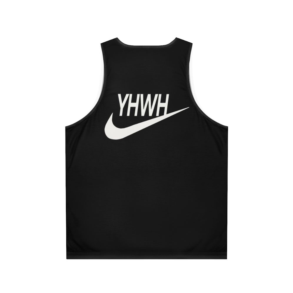 YHWH sports logo Christian unisex tank top - Back