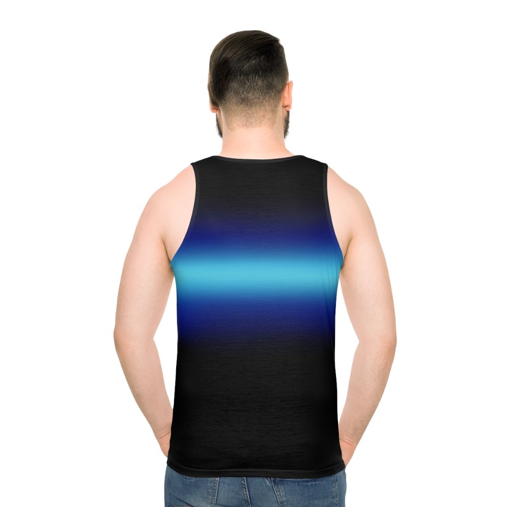 Son of Poseidon Unisex Tank Top with Blue Gradient Design - men back