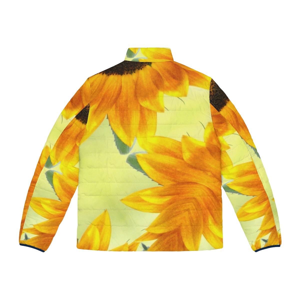 Sunflower patterned puffer jacket with yellow and black design - Back