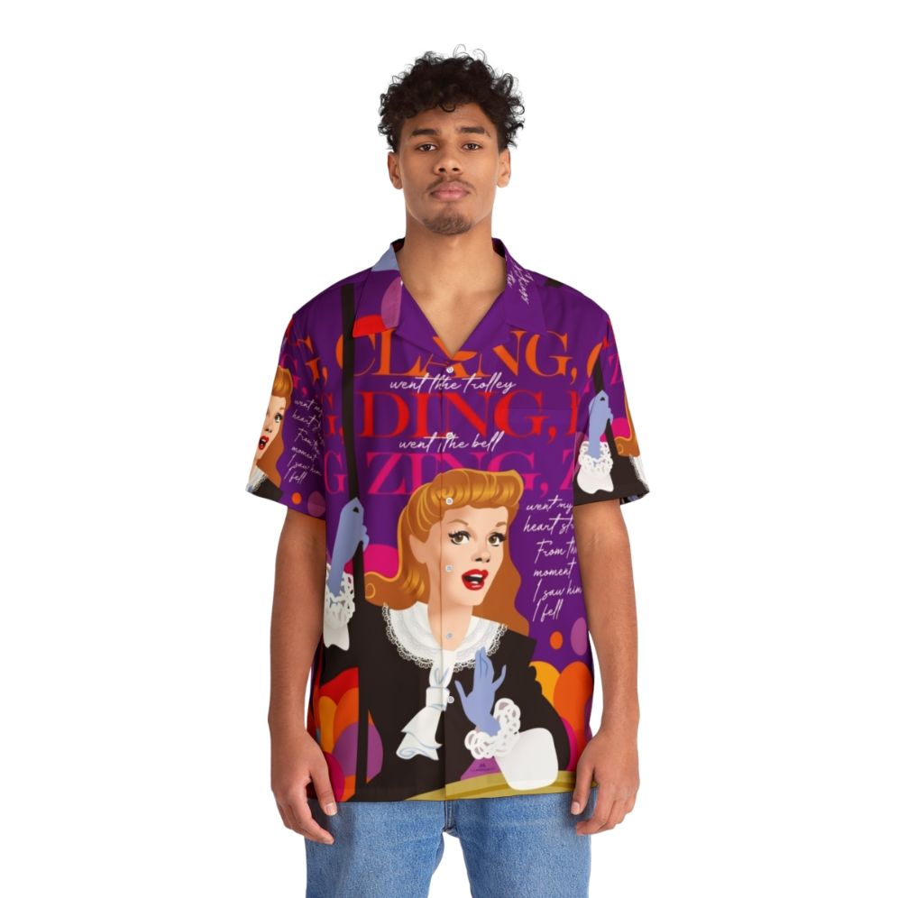 Vibrant Hawaiian Shirt with Trolley Art Design by Alejandro Mogollo - People Front