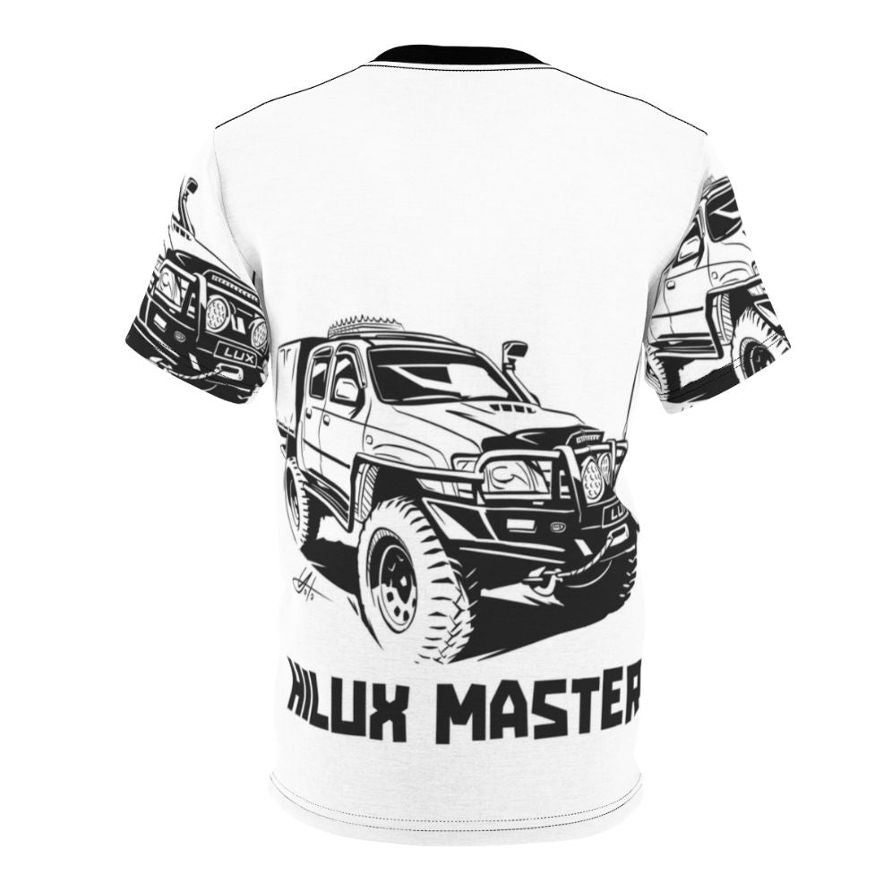 Toyota Hilux inspired adventure all-over print t-shirt with offroad and 4x4 design elements - Back