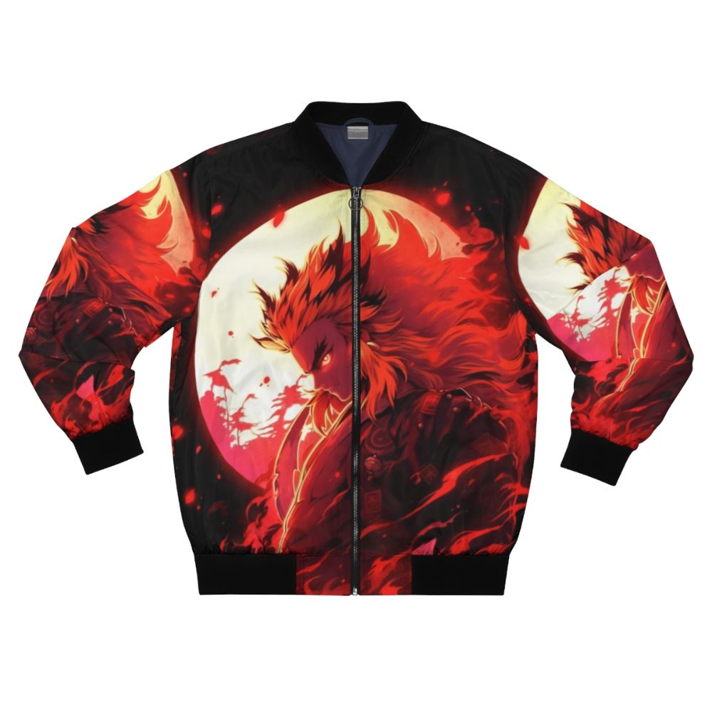 Flame Slayer Demon Slayer Bomber Jacket featuring fire and smoke design