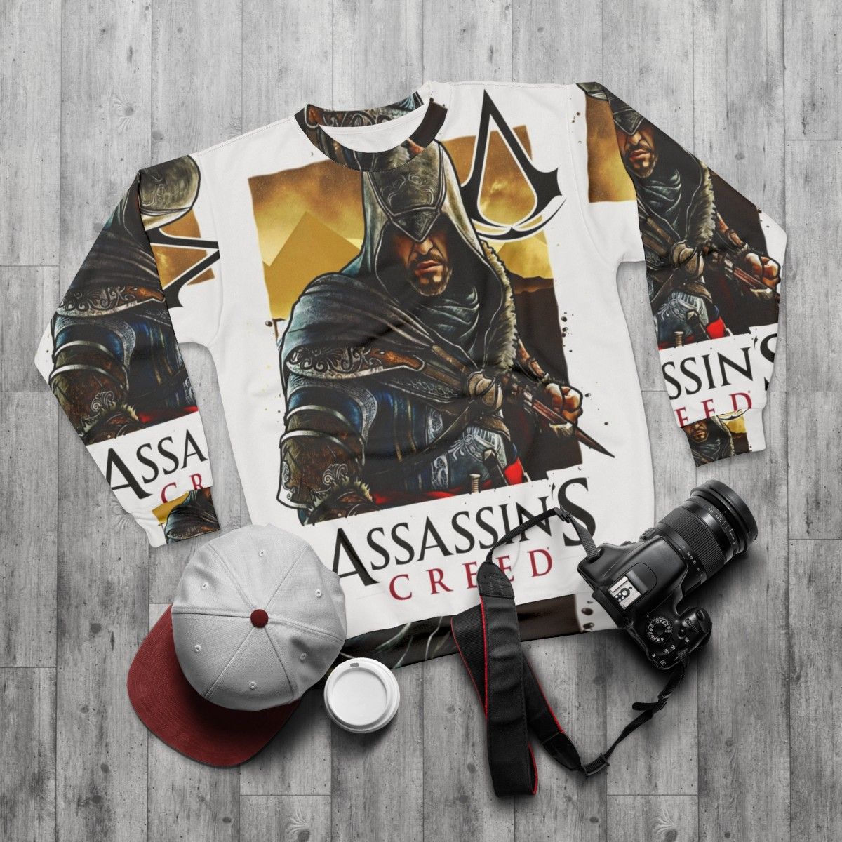 Assassin's Creed themed hooded sweatshirt - flat lay