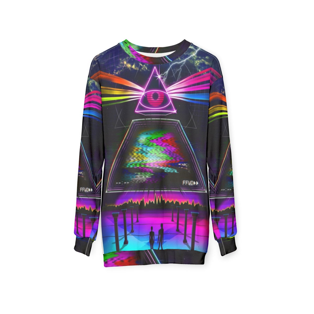 Retro synthwave futuristic space sweatshirt - hanging