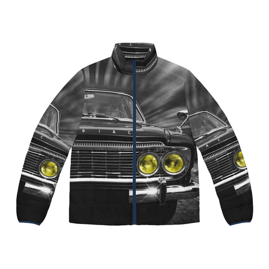 Zodiac puffer jacket with vintage car design