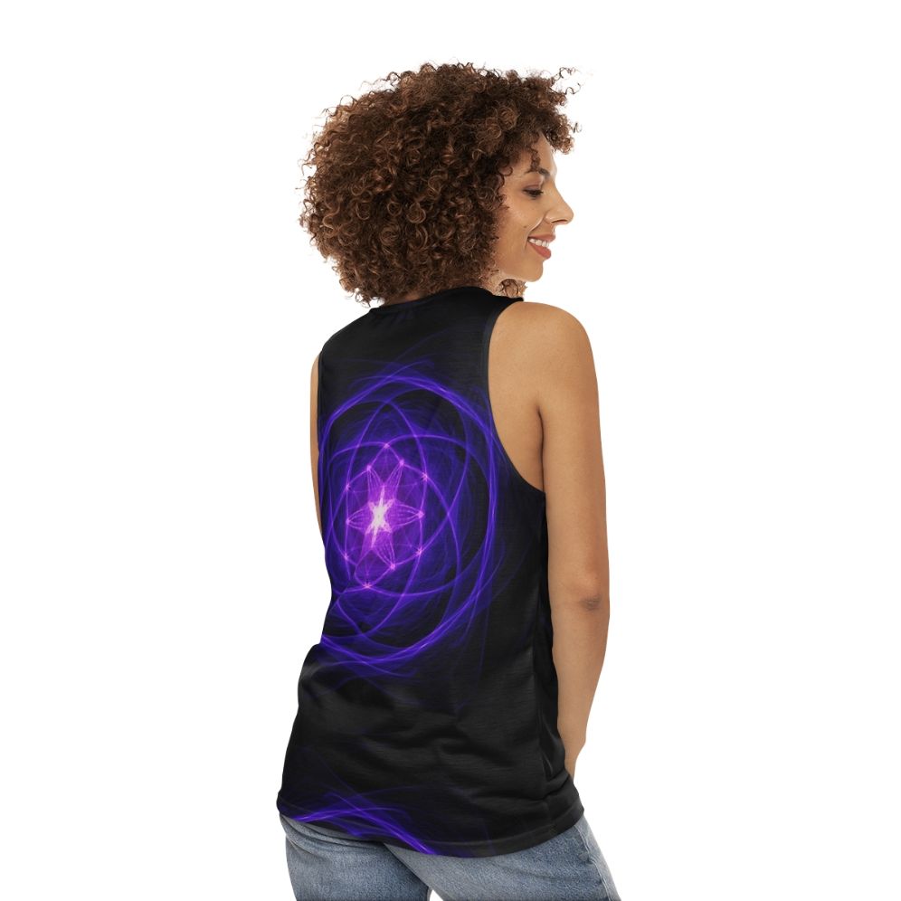 Unisex tank top with sacred geometry and energetic design - women back