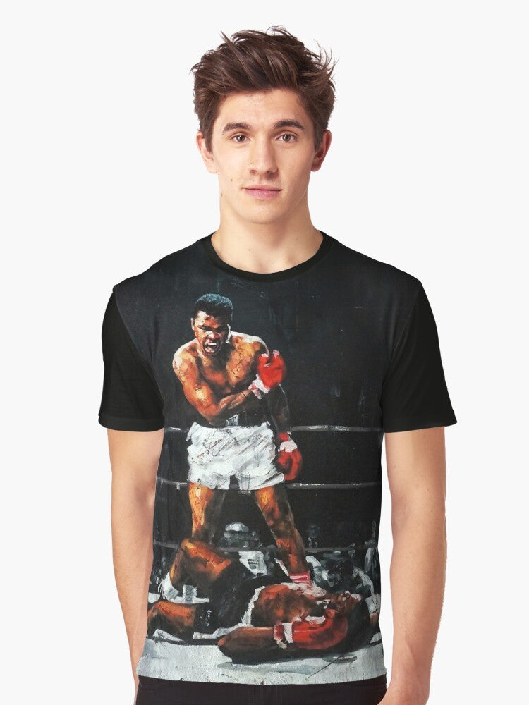 Graphic t-shirt featuring Muhammad Ali's famous knockout of Sonny Liston - Men