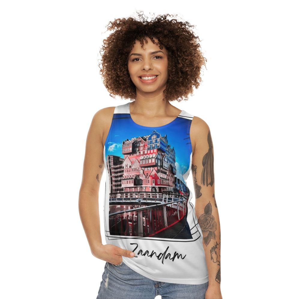 Zaandam City in Holland Unisex Tank Top - women