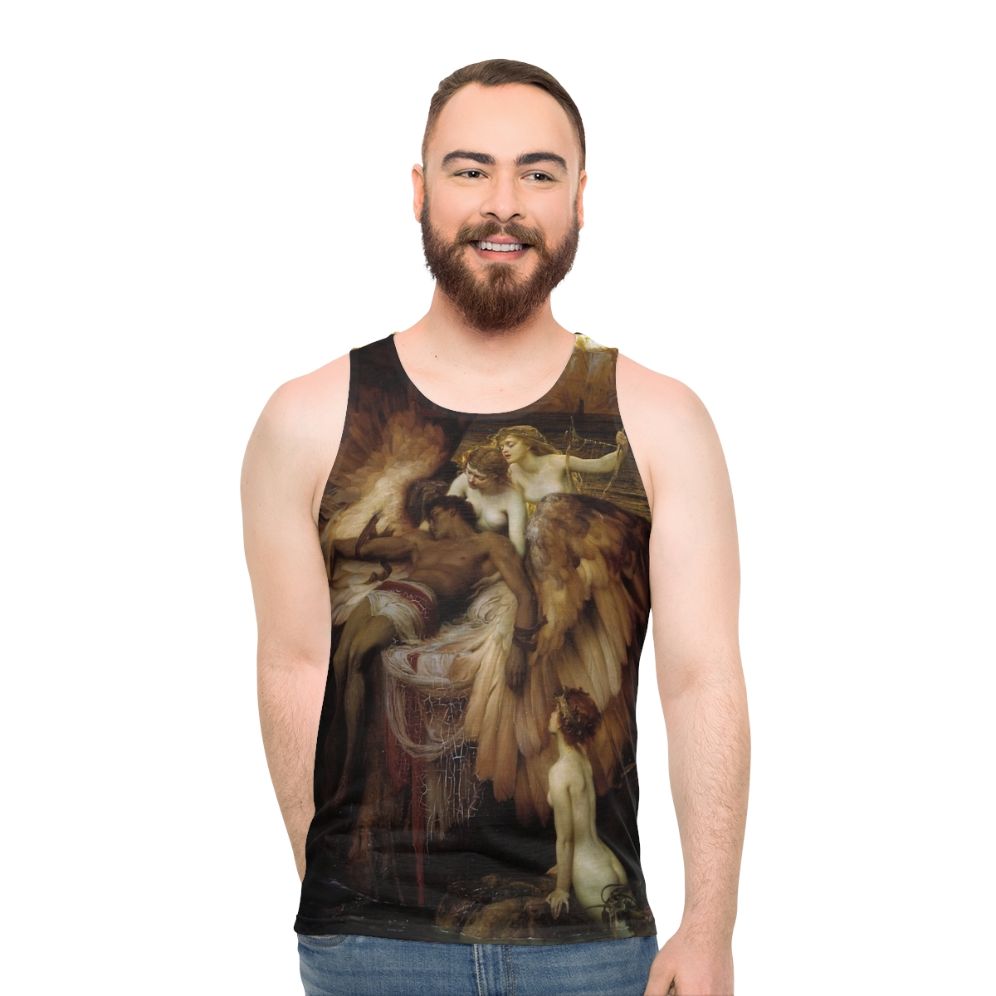 Unisex tank top featuring the Icarus myth painting by Herbert James Draper - men