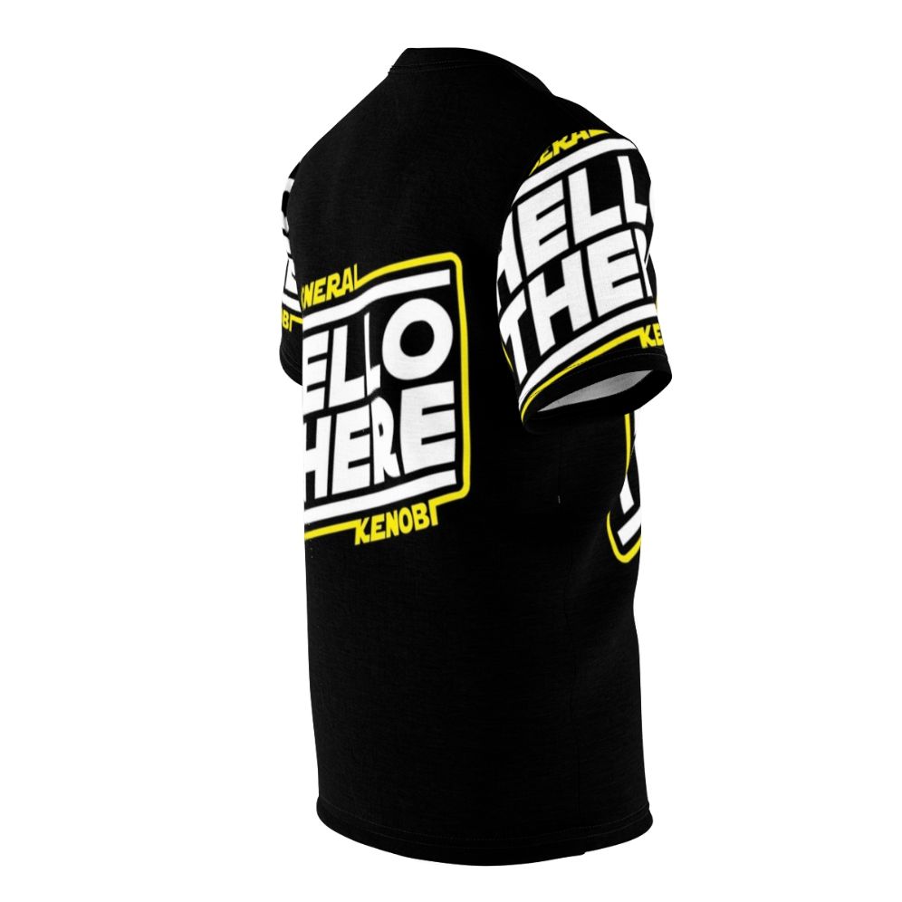 "Star Wars-inspired AOP T-shirt featuring Obi-Wan Kenobi's famous 'Hello There' quote" - men right