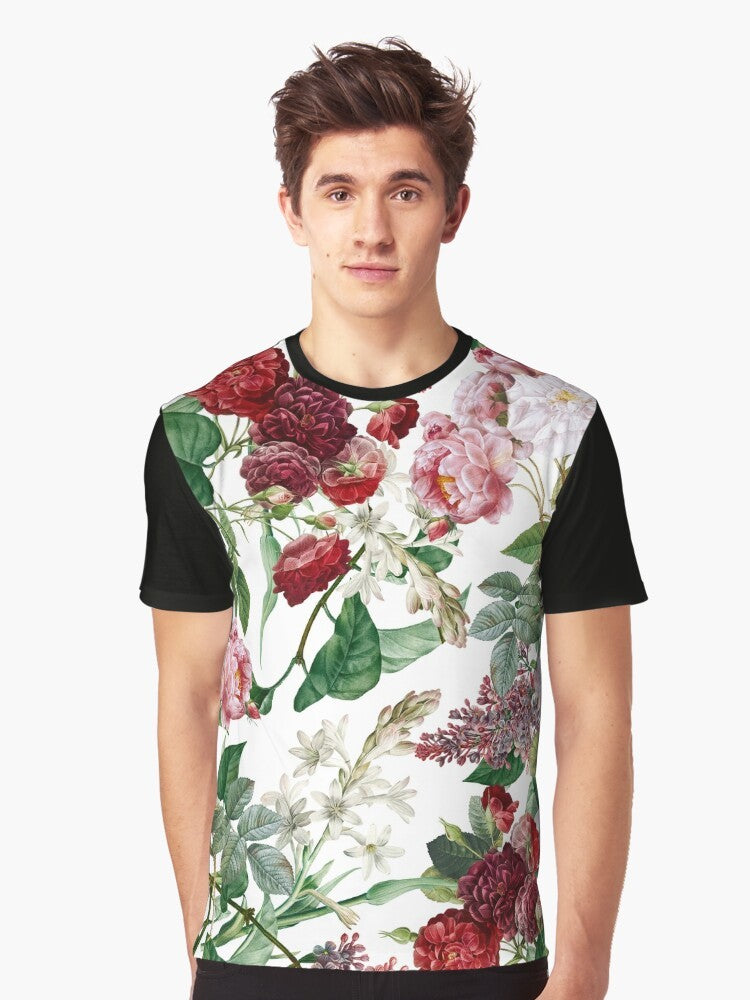 Exotic Garden Summer Graphic T-Shirt featuring a botanical, tropical, vintage, and retro design - Men