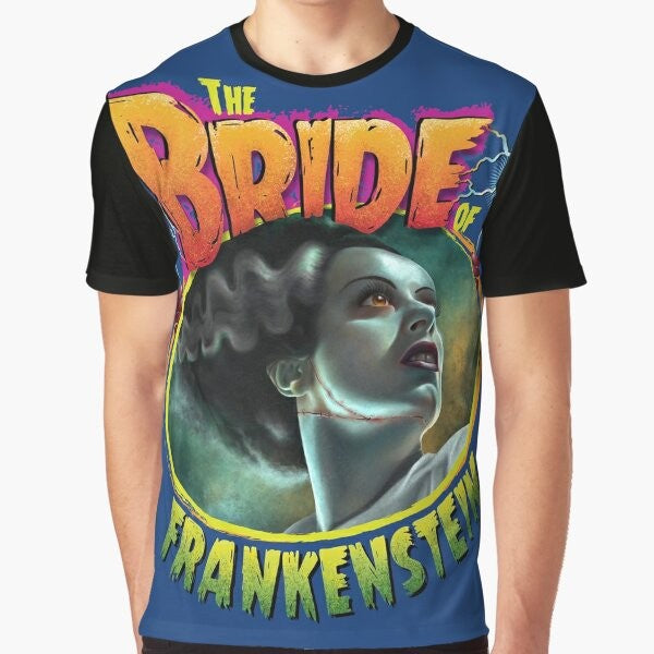 The Bride of Frankenstein classic monster graphic t-shirt featuring Elsa Lanchester and Boris Karloff