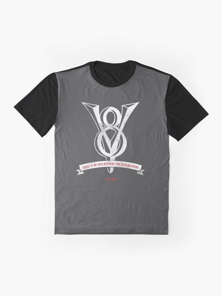 Graphic t-shirt featuring a powerful V8 engine design for hot rod and muscle car fans - Flat lay