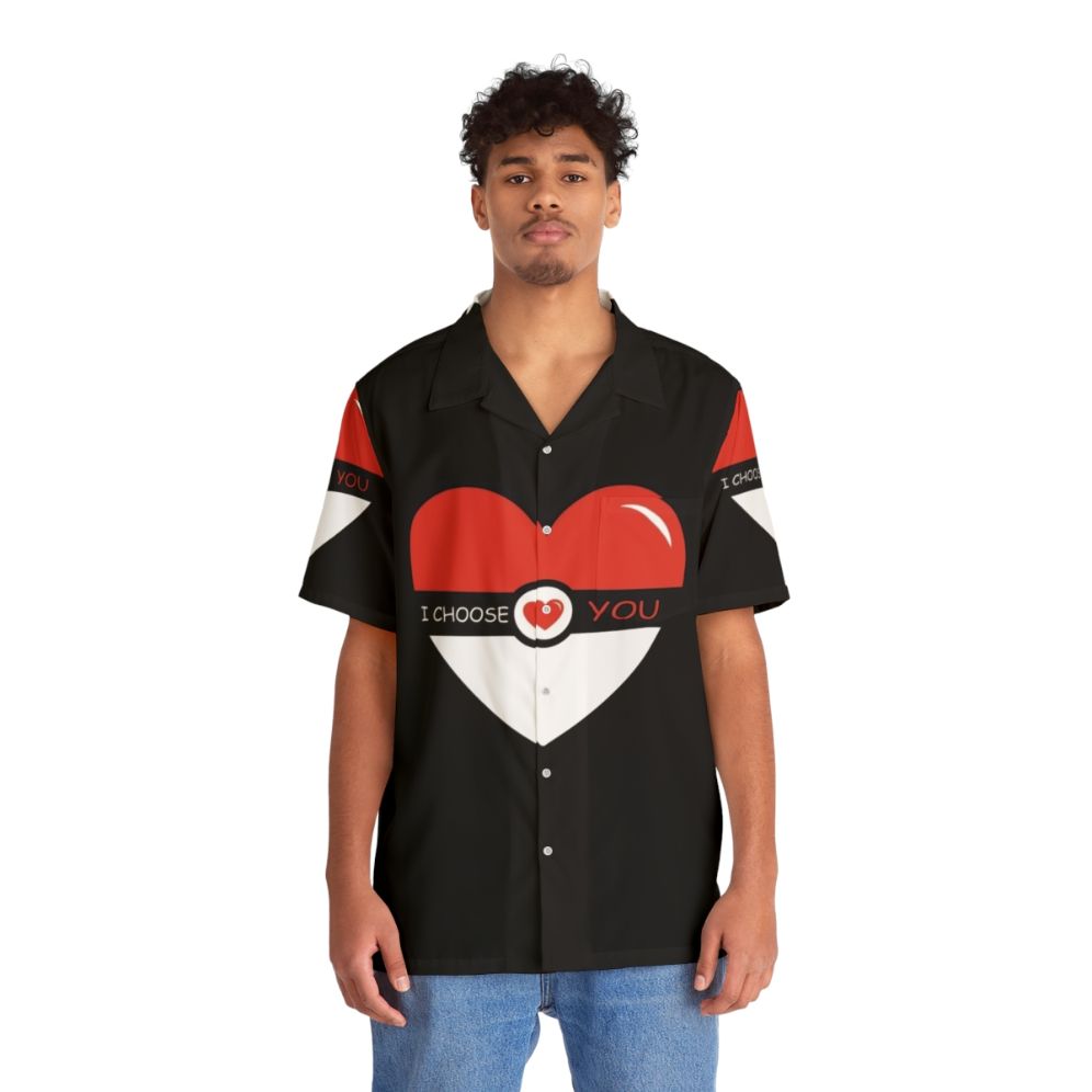 Pokémon Valentines Day Hawaiian Shirt with Pokeball and "I Choose You" Sayings - People Front