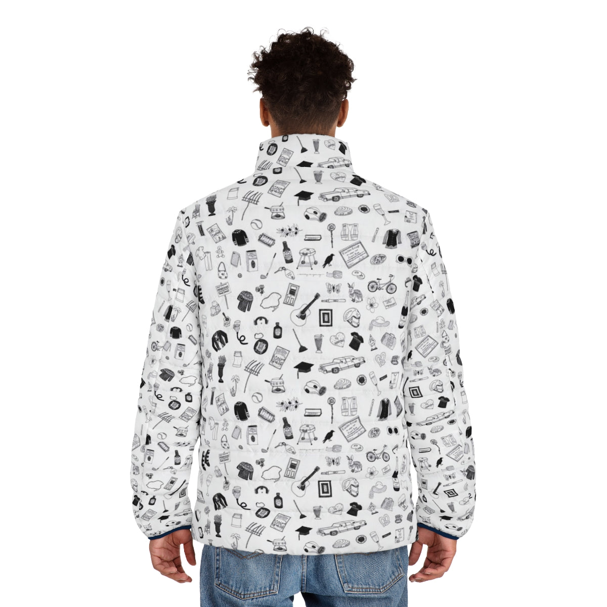 Schitt's Creek Inspired Pattern Puffer Jacket - men back