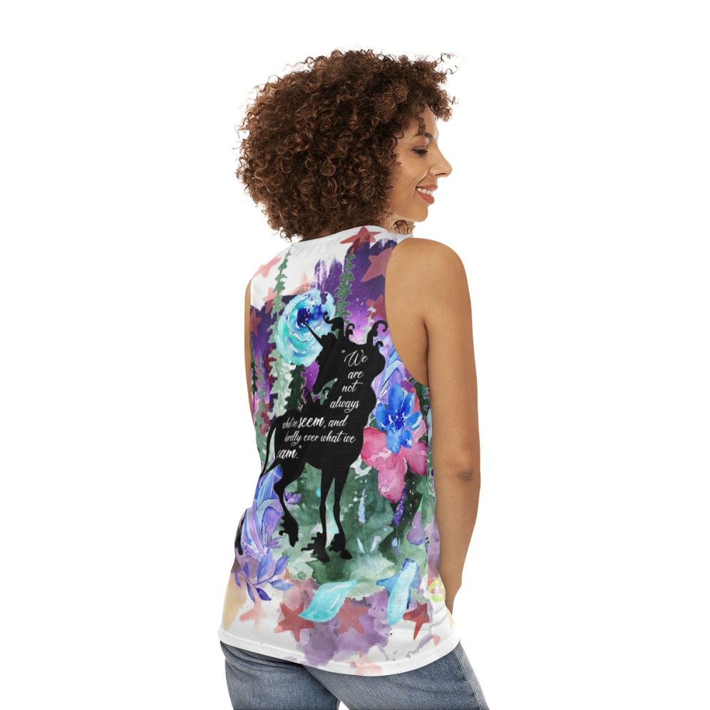 Unisex "The Last Unicorn" Quote Tank Top featuring Amalthea - women back