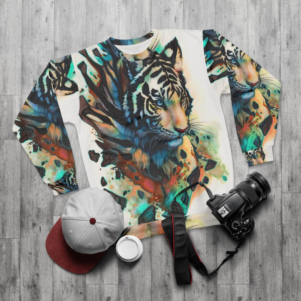 Majestic White Tiger Sweatshirt - flat lay