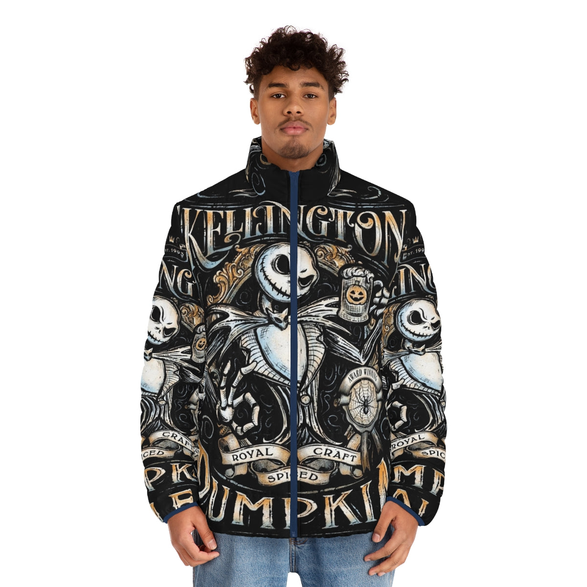 Jack Skellington Pumpkin King Puffer Jacket - men front