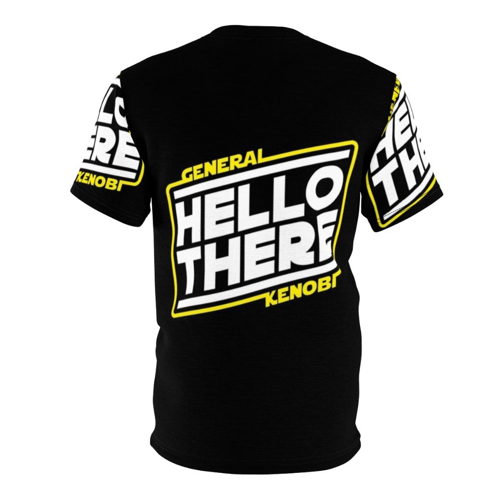 "Star Wars-inspired AOP T-shirt featuring Obi-Wan Kenobi's famous 'Hello There' quote" - Back