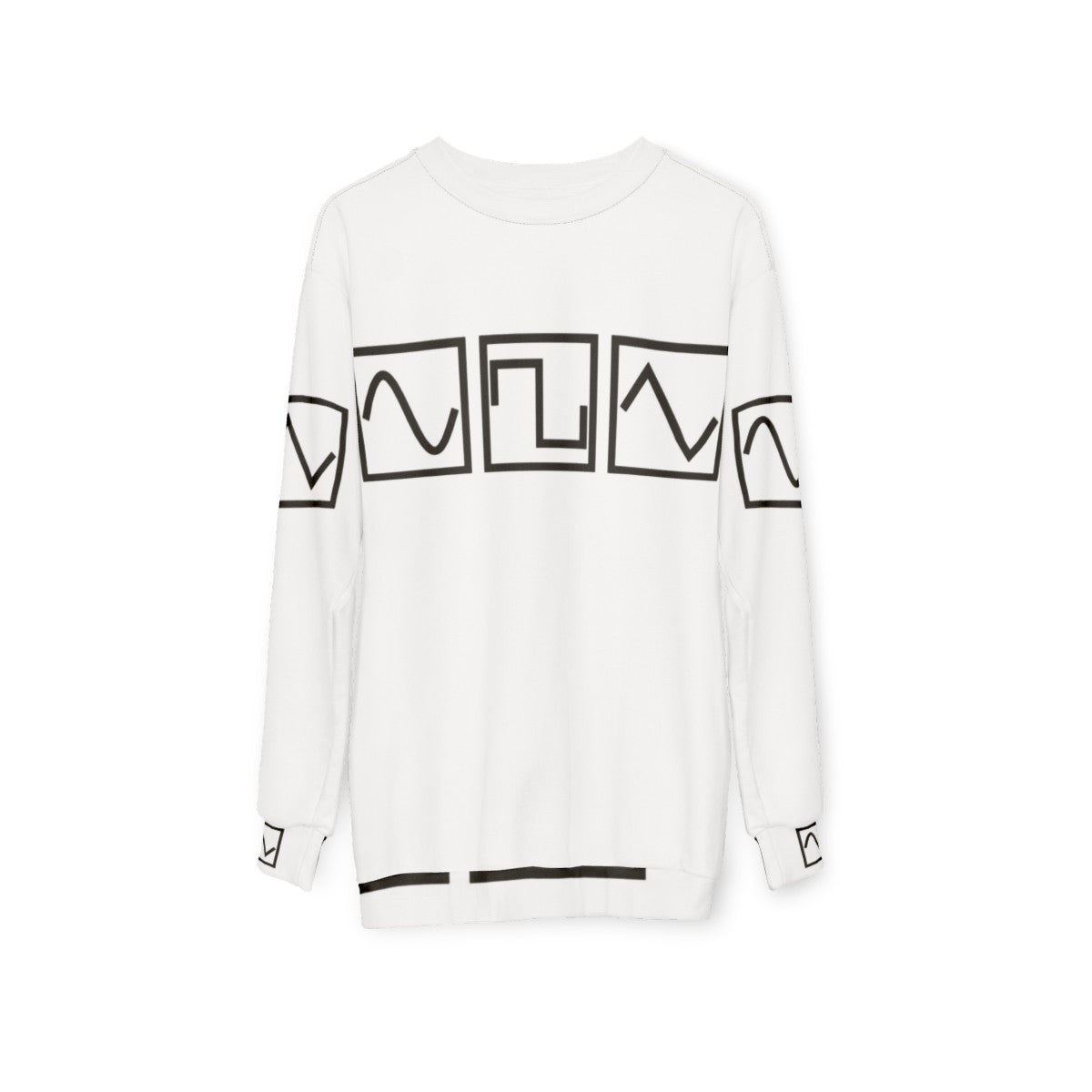 Sine square tri sweatshirt with electronic music waveform design - hanging