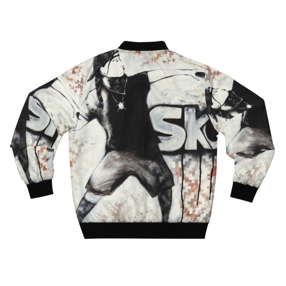 Reservation Dogs Skoden! Willy Jack Bomber Jacket with contemporary native american art and graffiti design - Back