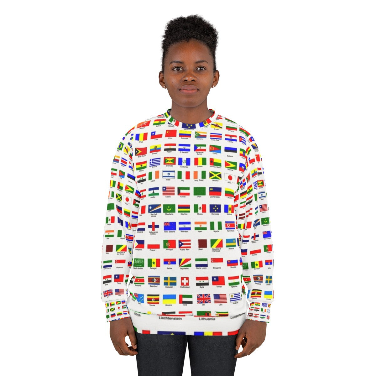 Sweatshirt featuring flags of countries around the world - women