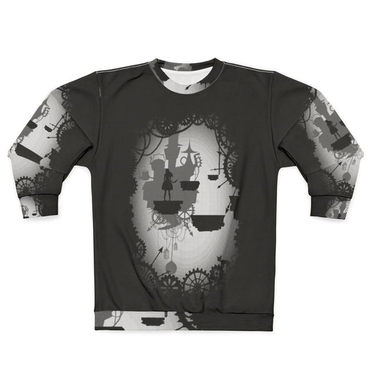 Dark and Mysterious "Alice in Limbo" Sweatshirt with Cheshire Cat Design