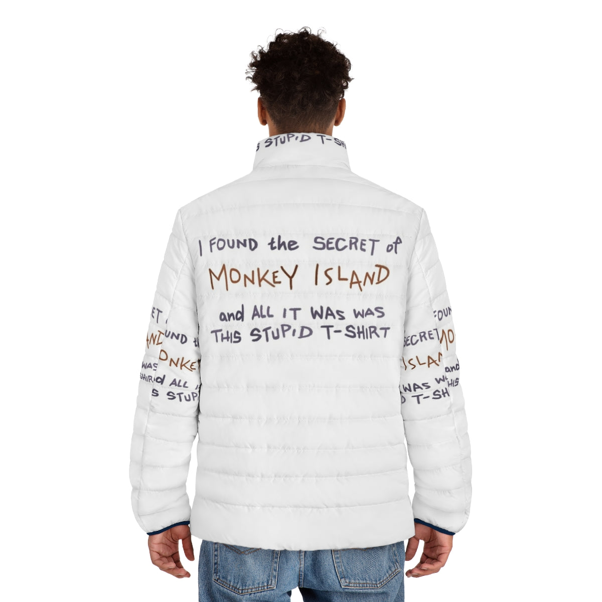 Monkey Island Puffer Jacket featuring Guybrush Threepwood and LeChuck - men back