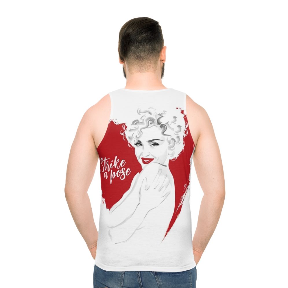 Unisex 90s dance tank top with alejandro mogollo art - men back