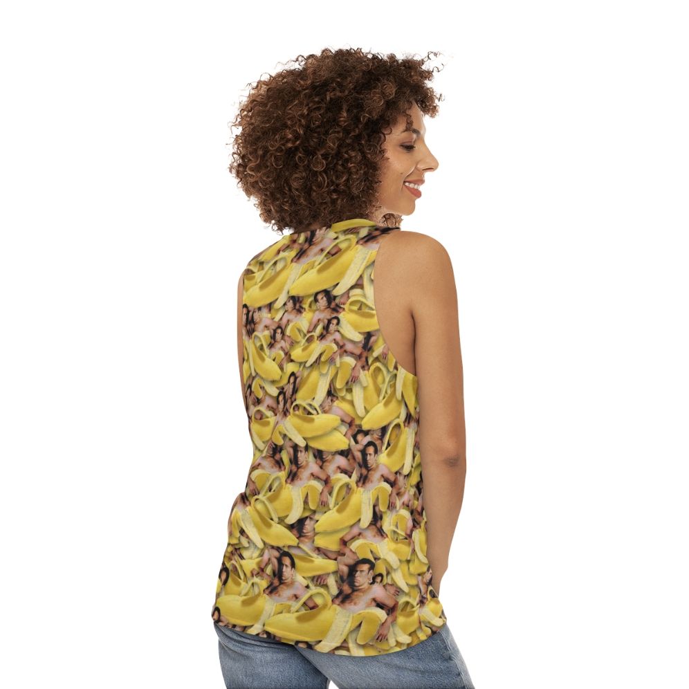 Nicolas Cage Banana Pattern Unisex Tank Top - women back