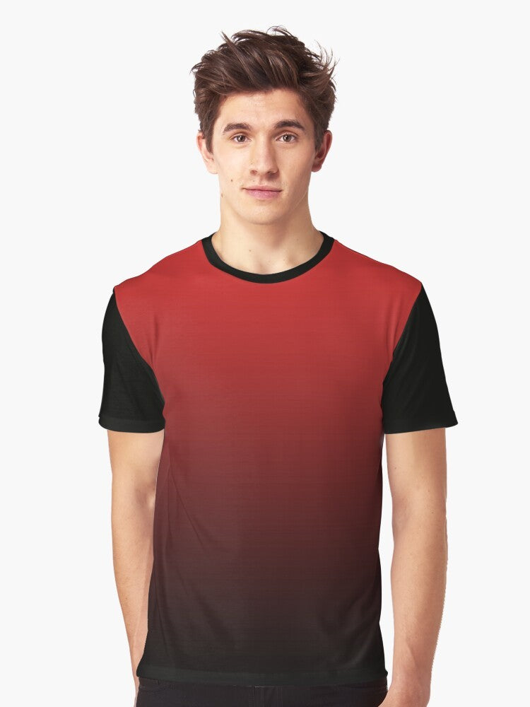 Minimalist t-shirt with a gradient ombre design in shades of red - Men