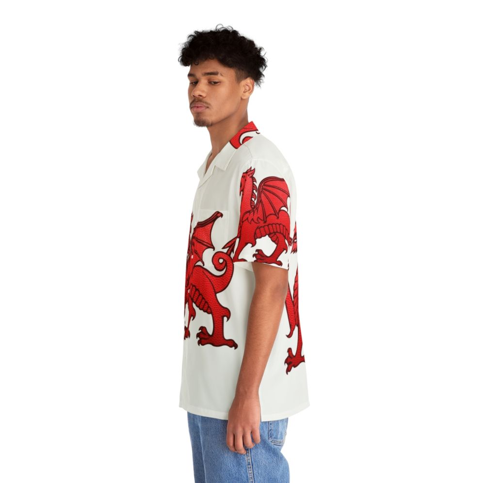 Welsh Red Dragon Print Hawaiian Shirt - People Left