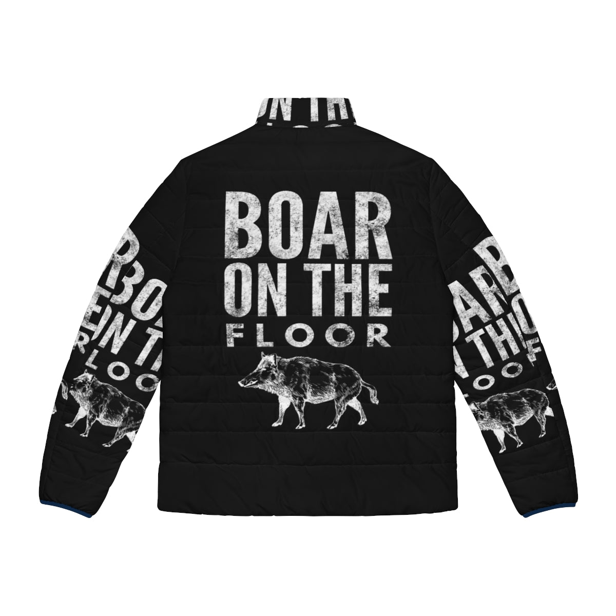 Boar On The Floor Puffer Jacket with hunting and wildlife design - Back