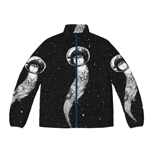 Otter-themed puffer jacket with space-inspired design