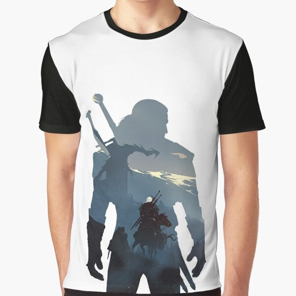 Witcher: The Wild Hunt Graphic T-Shirt featuring characters from the popular video game and Netflix series