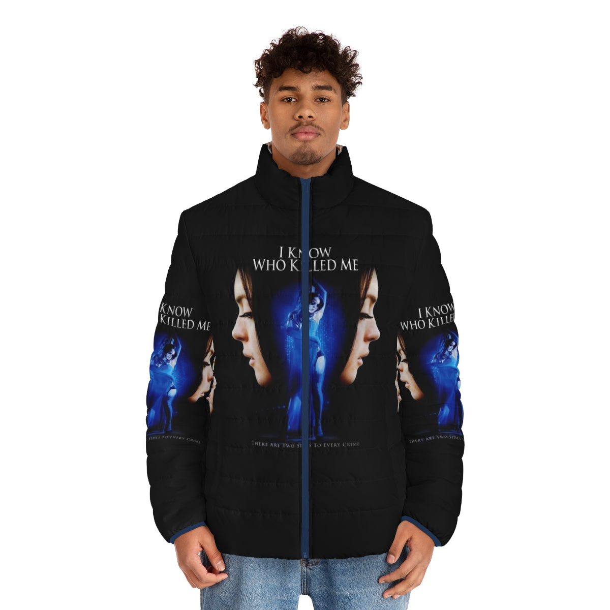 'I Know Who Killed Me' puffer jacket featuring a cult movie design with Lindsay Lohan - men front