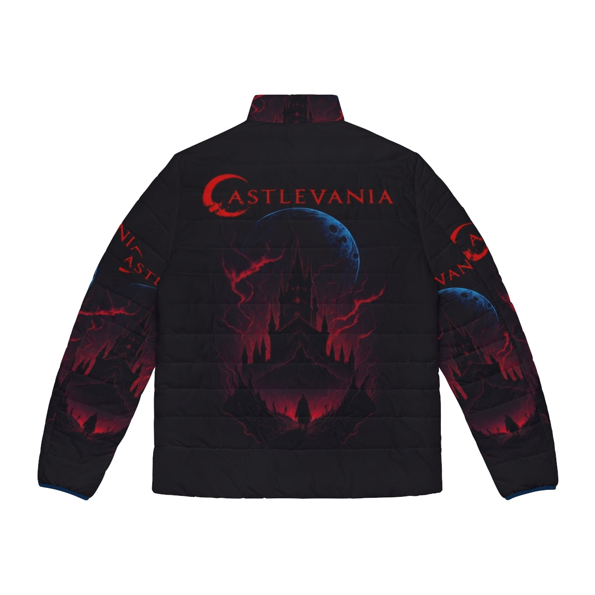 Castlevania Netflix Horror Puffer Jacket featuring Trevor Belmont and Alucard - Back