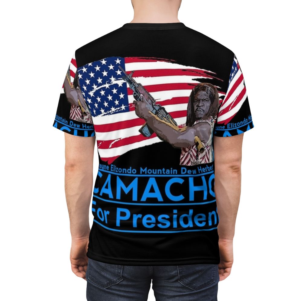 Camacho-Inspired Custom T-Shirt featuring a fictional presidential candidate - men back