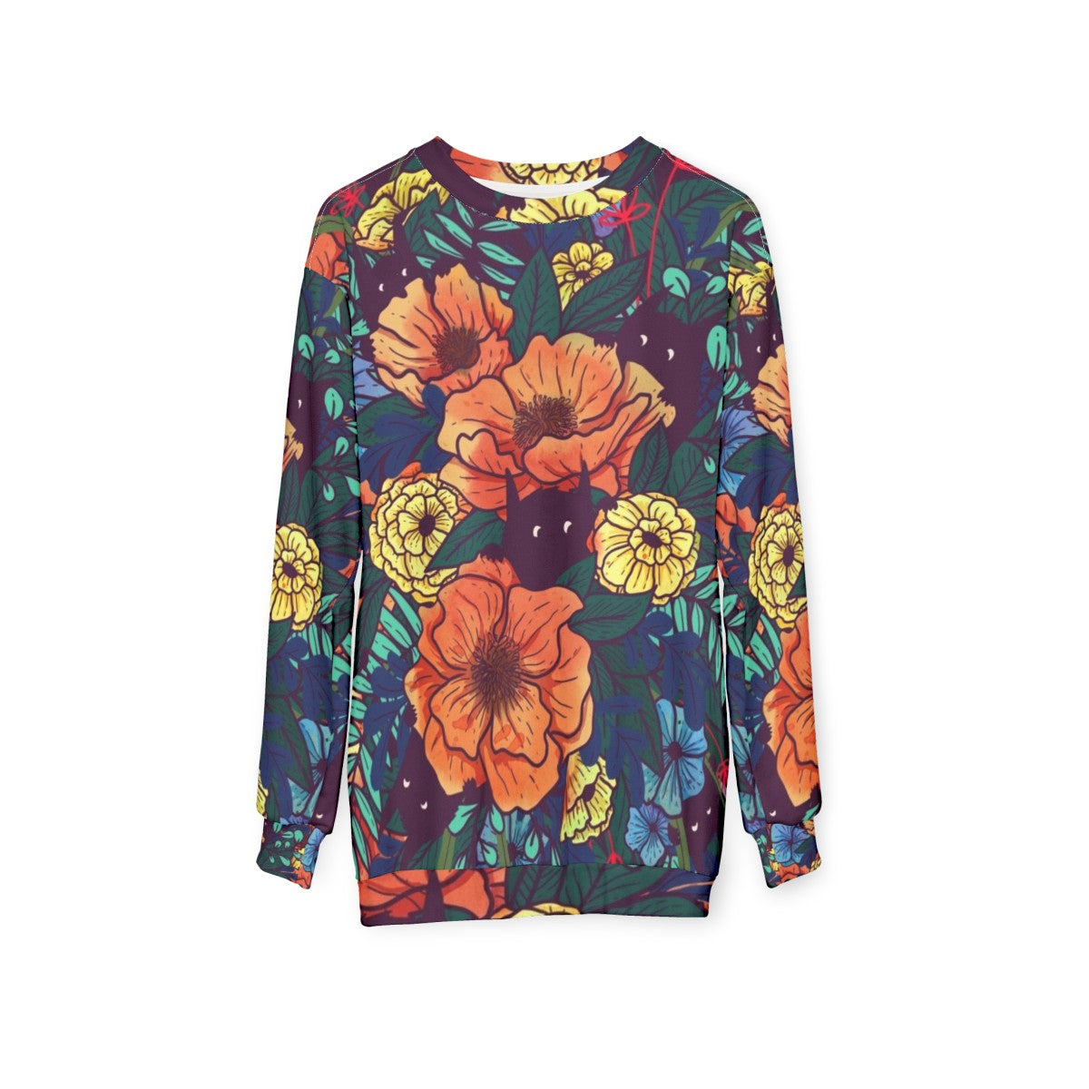 Watercolor wild flowers floral sweatshirt - hanging