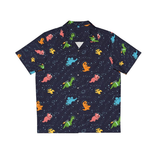 Dinosaurs in Space Hawaiian Shirt with Cosmic Pattern