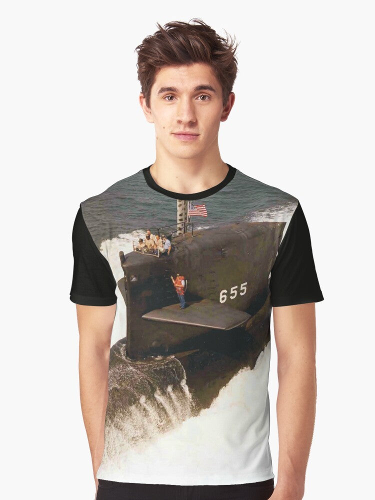 USS HENRY L. STIMSON (SSBN-655) Navy Submarine Graphic T-Shirt - Men