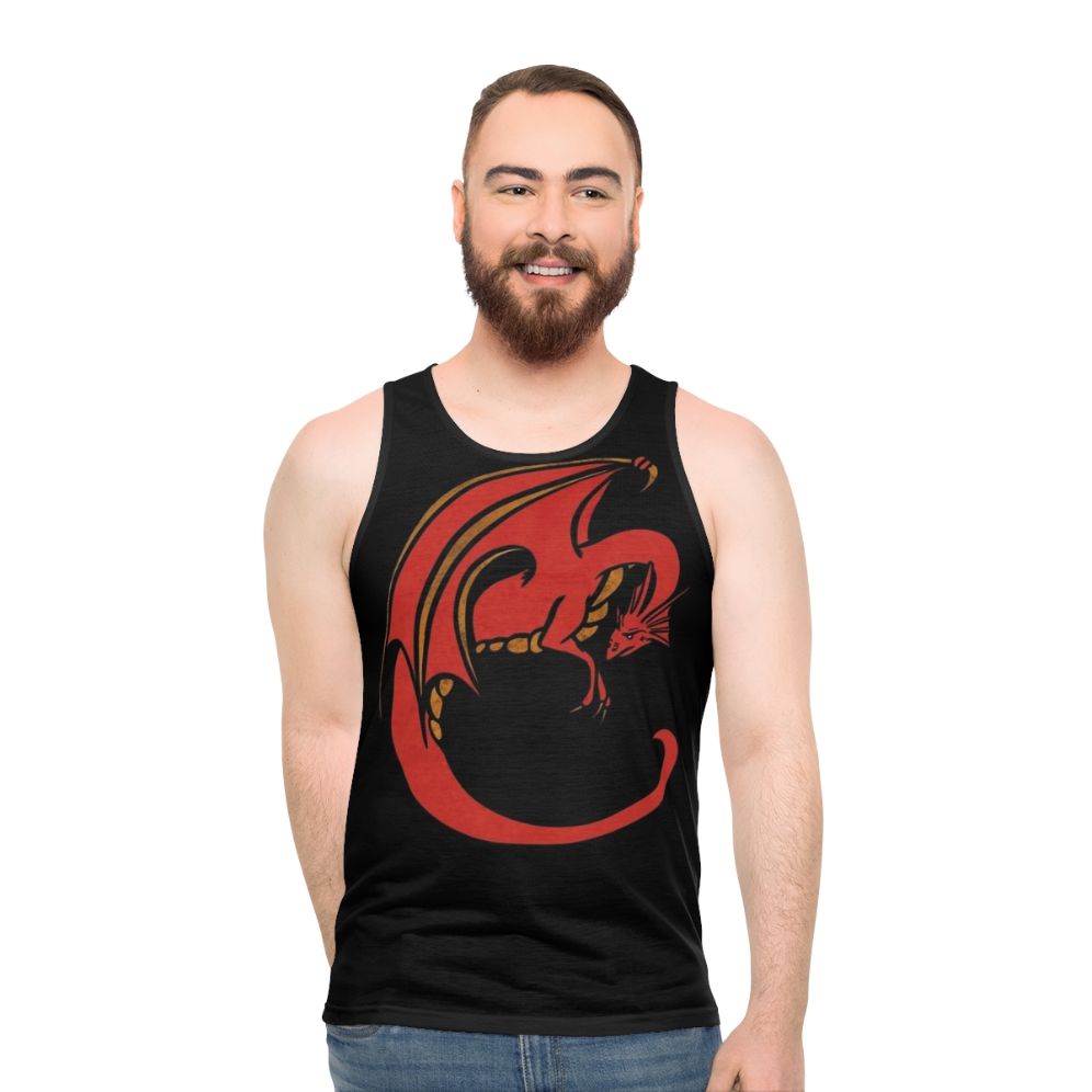 Unisex red dragon tank top - men