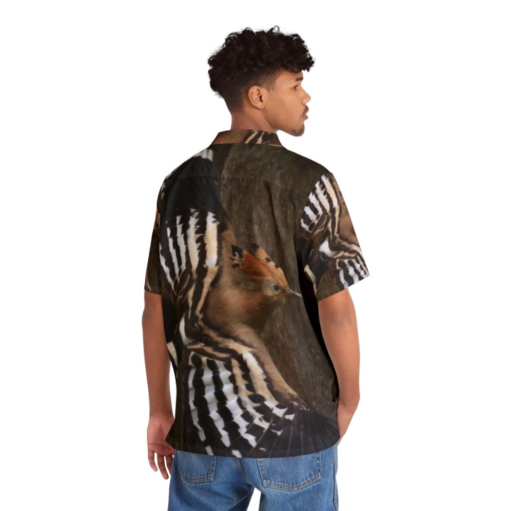 Hoopoe bird in flight printed on a Hawaiian-style shirt - People Back